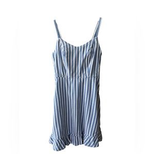 Old Navy Blue White Striped Cami Ruffle Hem Dress